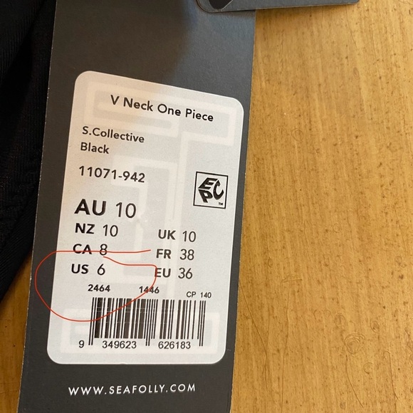 Seafolly Women’s Black One Piece Swimsuit New size 6 - Picture 8 of 12